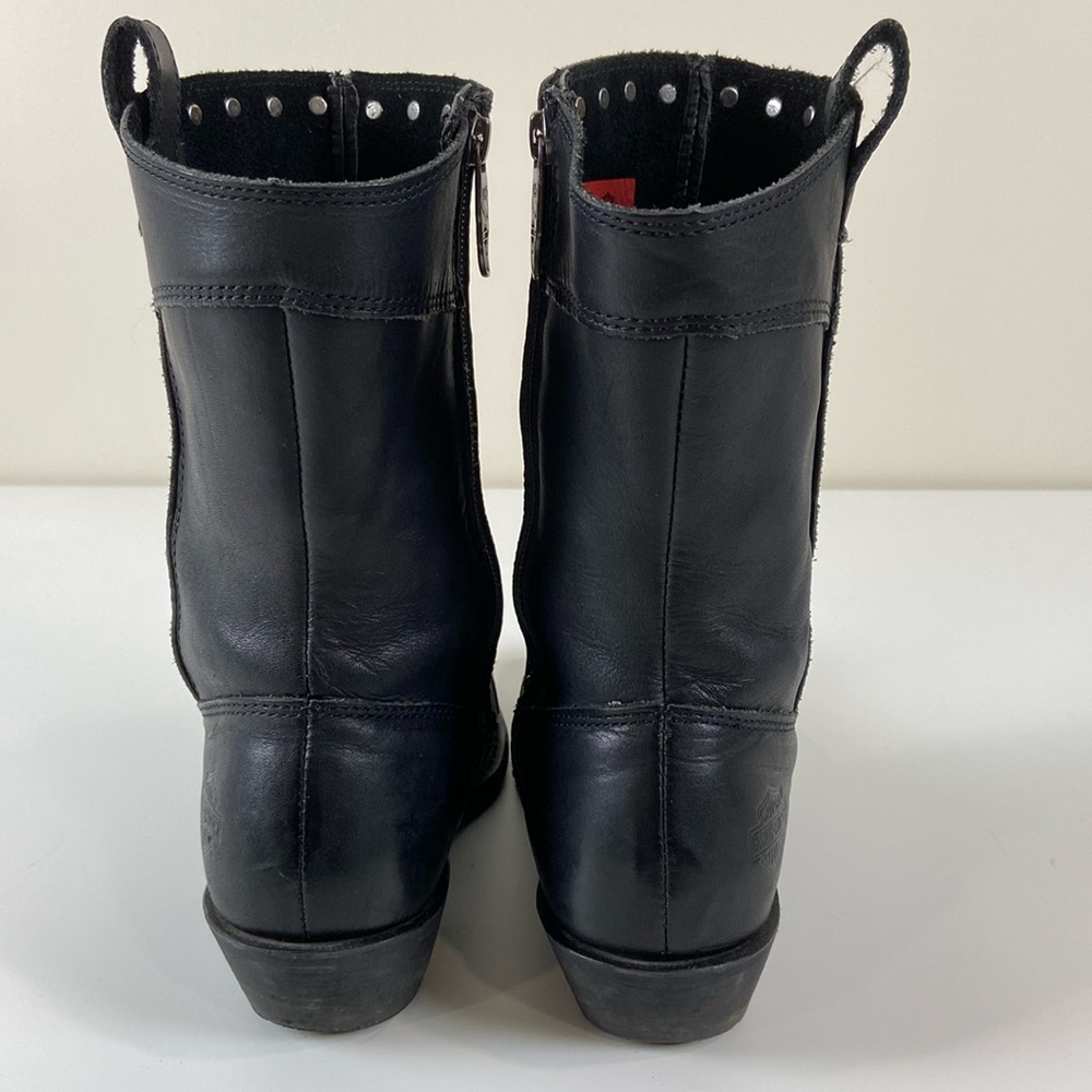 Harley Davidson Jessie black leather studded zip up boots Womens 9 - Picture 3 of 11